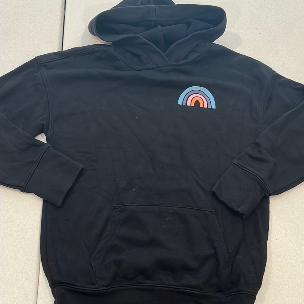 Old Navy Black Sweatshirt with Rainbow Appliqué